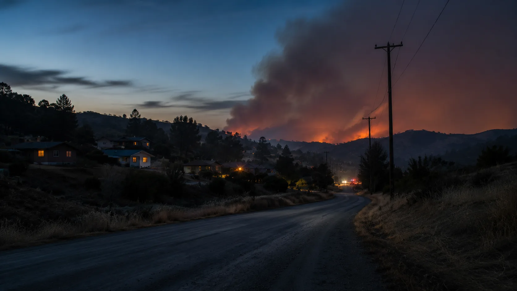 Wildfire and WUI size-up, illustrative simulated scenario